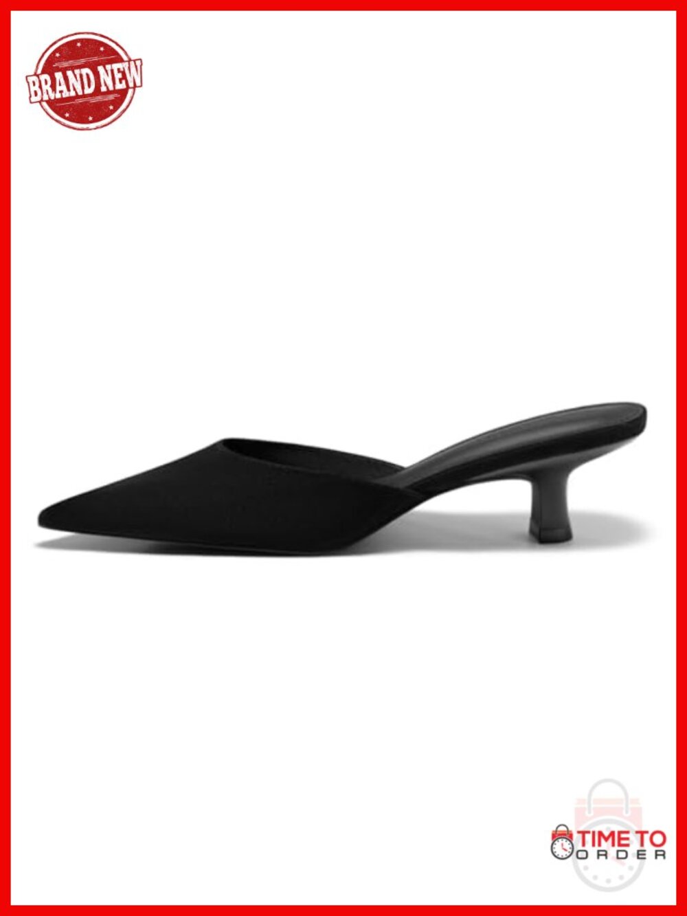 Kitten Heel Mules Closed Pointed Toe Slip On Backless Dress Pumps